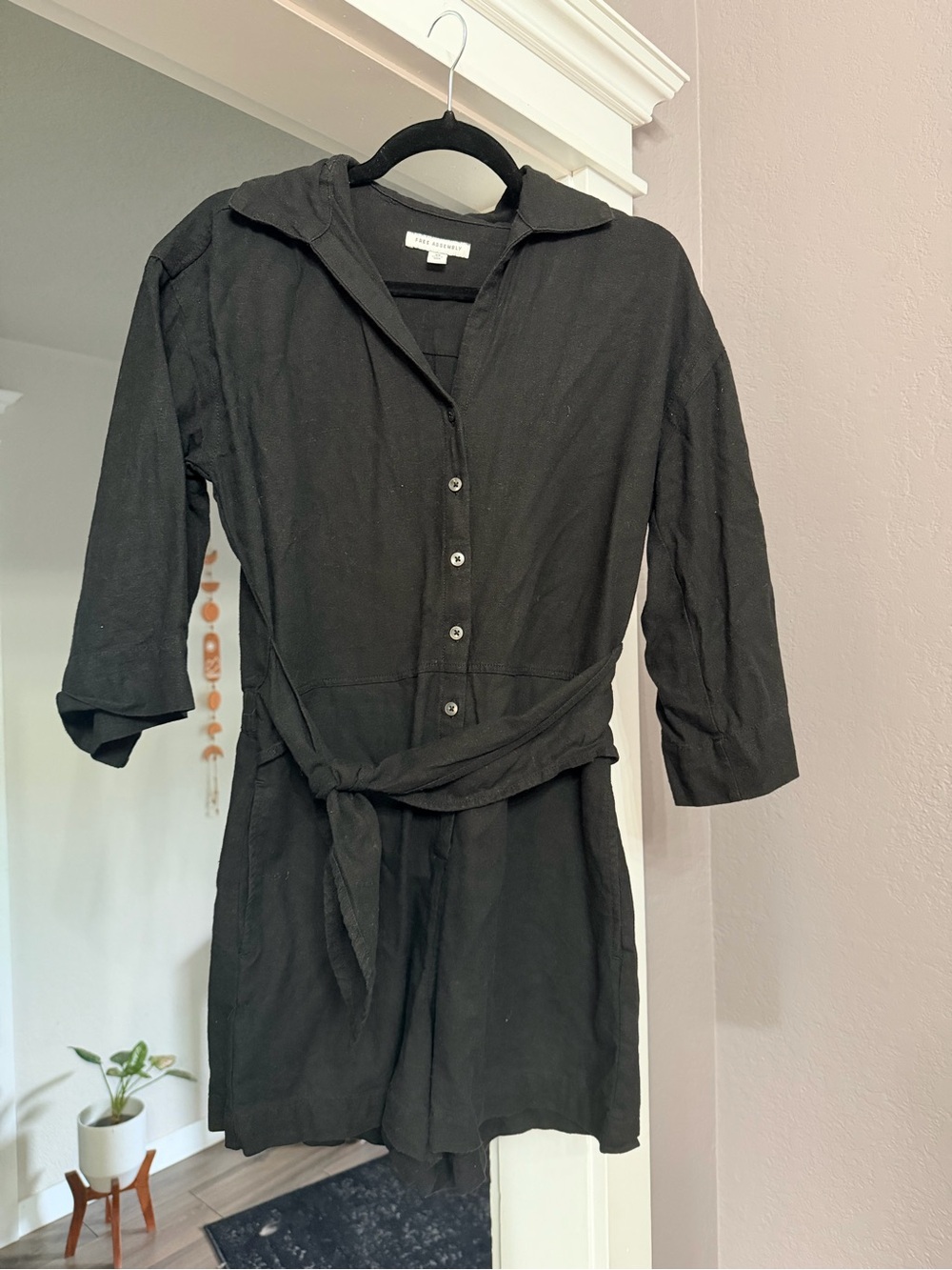 Tie-Waist Black Women's Bermuda Shorts Romper - Picture 2 of 2
